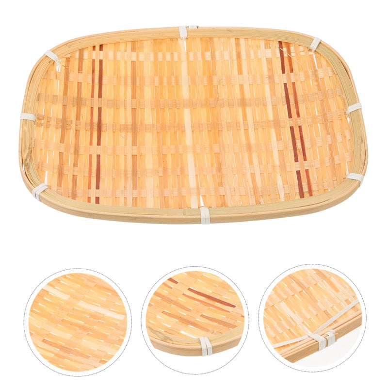 Bamboo Woven Mesh Fruit Basket Holder Plate for Dessert Storage - Image 4