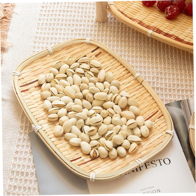 Bamboo Woven Mesh Fruit Basket Holder Plate for Dessert Storage - Image 5