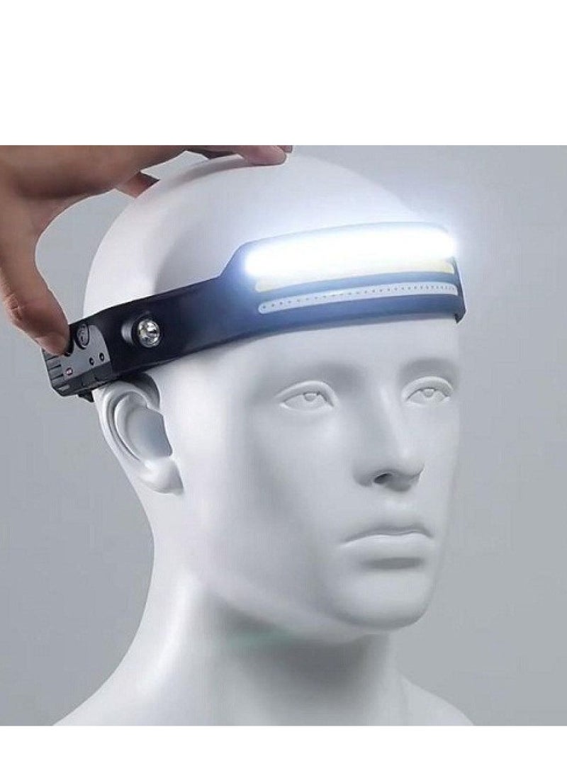 3 Rows Headlamp  Torch - Wireless LED Rechargeable Camping Headlamp, 230° Lighting Headlamp with Motion Sensor, Lightweight, Weatherproof, Headlamp with 2 Light Sources, Flashlight for Camping, Hikin - Image 5