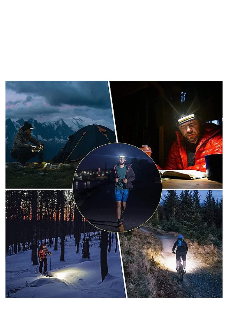 3 Rows Headlamp  Torch - Wireless LED Rechargeable Camping Headlamp, 230° Lighting Headlamp with Motion Sensor, Lightweight, Weatherproof, Headlamp with 2 Light Sources, Flashlight for Camping, Hikin - Image 2