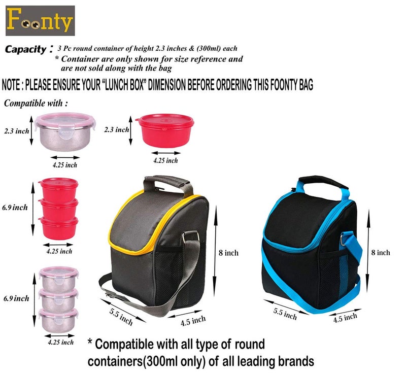 FOONTY Daily Use Waterproof Lunch Bags/Lunch Box(Black&Grey,Combo of 2,Lab-3) - Image 4