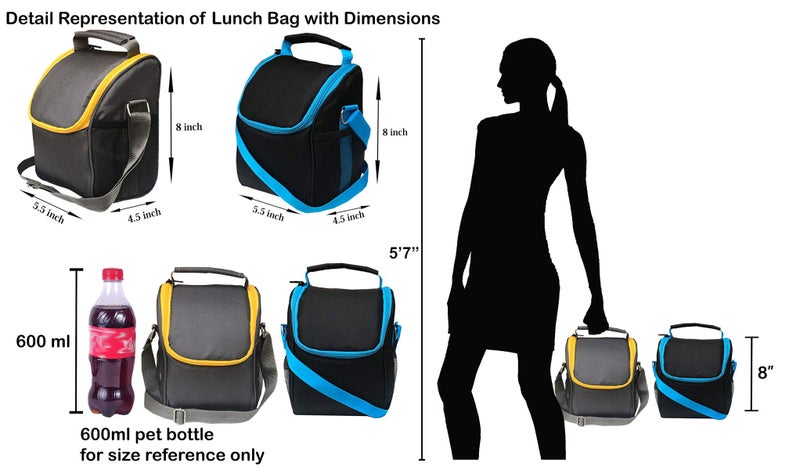 FOONTY Daily Use Waterproof Lunch Bags/Lunch Box(Black&Grey,Combo of 2,Lab-3) - Image 3