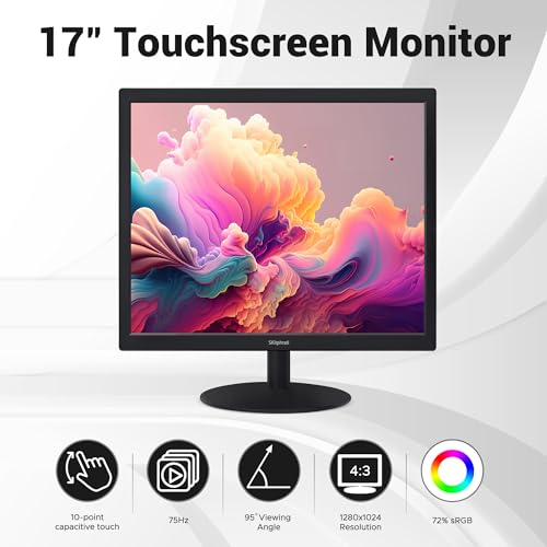 SKitphrati 17" Square 1280x1024 10-Point Multi Touch Screen Monitor with HDMI, VGA, Type B Ports, 75Hz, 5:4 Aspect Ratio, VESA Wall Mountable, PC Touch Monitor for PC POS Machine Windows - Image 2