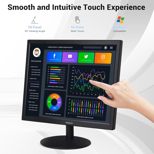 SKitphrati 17" Square 1280x1024 10-Point Multi Touch Screen Monitor with HDMI, VGA, Type B Ports, 75Hz, 5:4 Aspect Ratio, VESA Wall Mountable, PC Touch Monitor for PC POS Machine Windows - Image 3