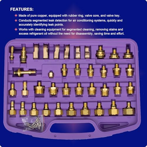YFIXTOOL 77PCS Air Conditioning Leak Test Kit, Air Conditioning Leak Detector, A/C Compressor Detection Repair Tool Kit - Image 2
