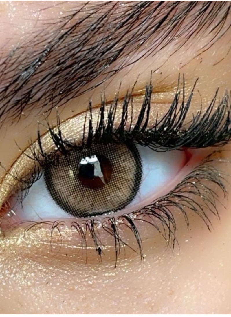 Unibling Dawn Brown Yearly Colored Contact Lenses, Unisex Cosmetic Contact Lenses, Enlargement Collection, Light Brown, With Case  - Image 2
