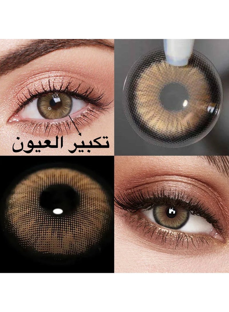 Unibling Dawn Brown Yearly Colored Contact Lenses, Unisex Cosmetic Contact Lenses, Enlargement Collection, Light Brown, With Case  - Image 4