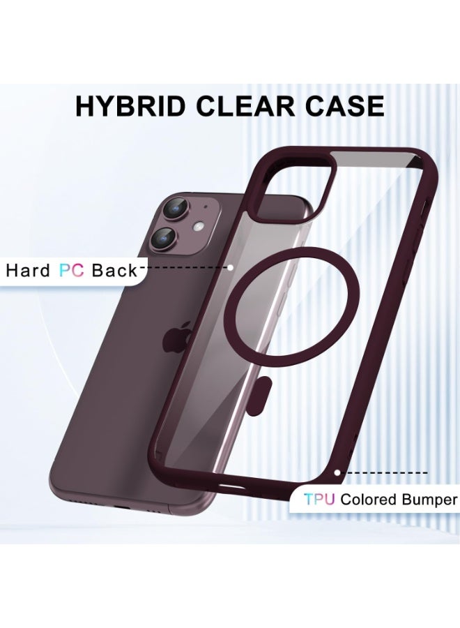 أكاليكس جراب مغناطيسي شفاف لهاتف آيفون 11 [مقاوم للصدمات ونحيف] غطاء خلفي صلب شفاف مع حماية عالية الجودة | أحمر داكن - Image 3