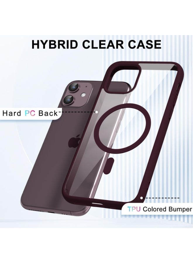 ACLIX Clear Magnetic Case for iPhone 11 [Shockproof & Slim] Transparent Clear Hard Back Cover with high-Grade Protection | Burgundy - Image 4