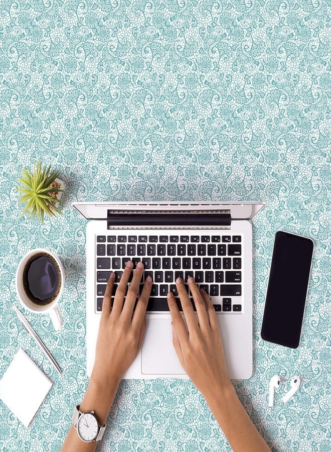 كون تاكت بطانة أدراج وأرفف من الفينيل ذاتية اللصق من ماركة كون-تاكت، مقاس 18 بوصة × 9 بوصات، لون أزرق مخضر موناكو - Image 5