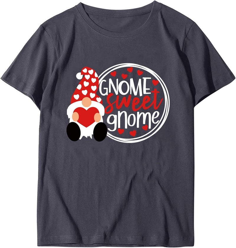 klarako Valentine's Day Custom T Shirt for Girlfriend, Women Cute Love Heart Print Short Sleeve Couples Tops Loose Pullover - Image 1