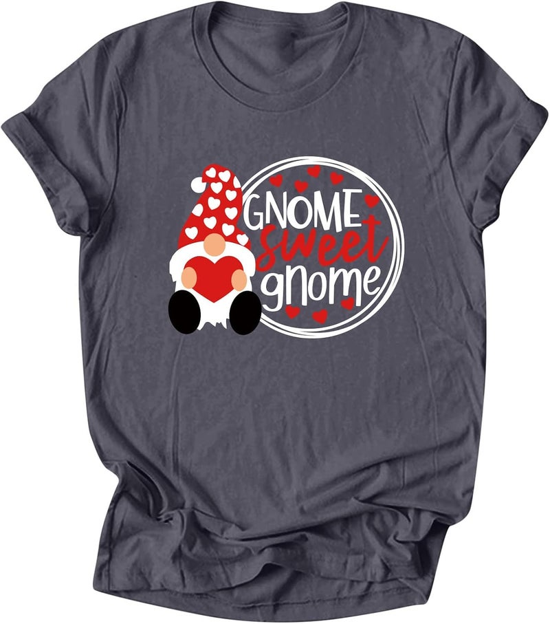 klarako Valentine's Day Custom T Shirt for Girlfriend, Women Cute Love Heart Print Short Sleeve Couples Tops Loose Pullover - Image 3