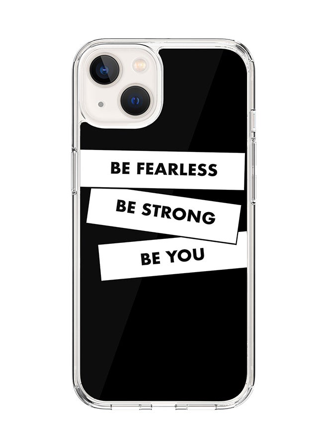Stylizedd Classic Clear for Apple iPhone 14 Case Hybrid Soft Cover Flexible Edges Anti Drop TPU PC Gel Thin Transparent Cover [ Designed for Apple iPhone 14 ] - Fearless Strong You