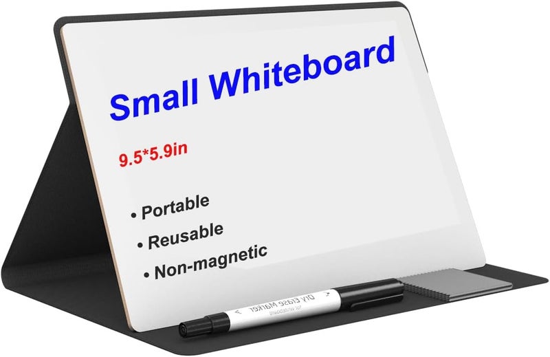 Excefore Small Dry Erase Board, Portable Reusable Desktop Notepad With Stand For Desk, Students Drawing, To Do List, 9.5 * 6.6In Memo White Board For Office, Home, And School (Black) - Image 1