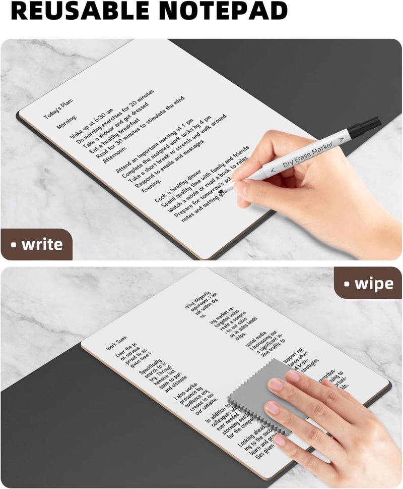 Excefore Small Dry Erase Board, Portable Reusable Desktop Notepad With Stand For Desk, Students Drawing, To Do List, 9.5 * 6.6In Memo White Board For Office, Home, And School (Black) - Image 5