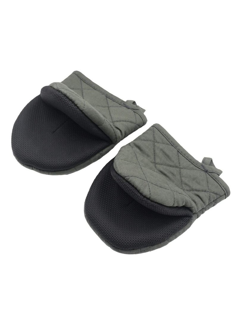 SYOSI Silicone Oven Short Gloves, Kitchen Insulated Mini Oven Gloves for 400 Fahrenheit Degrees, Non-Slip Surface and Hanging Loop for Handling Hot Pans Cookware/Bakeware Machine Washable (Gray)  - Image 1