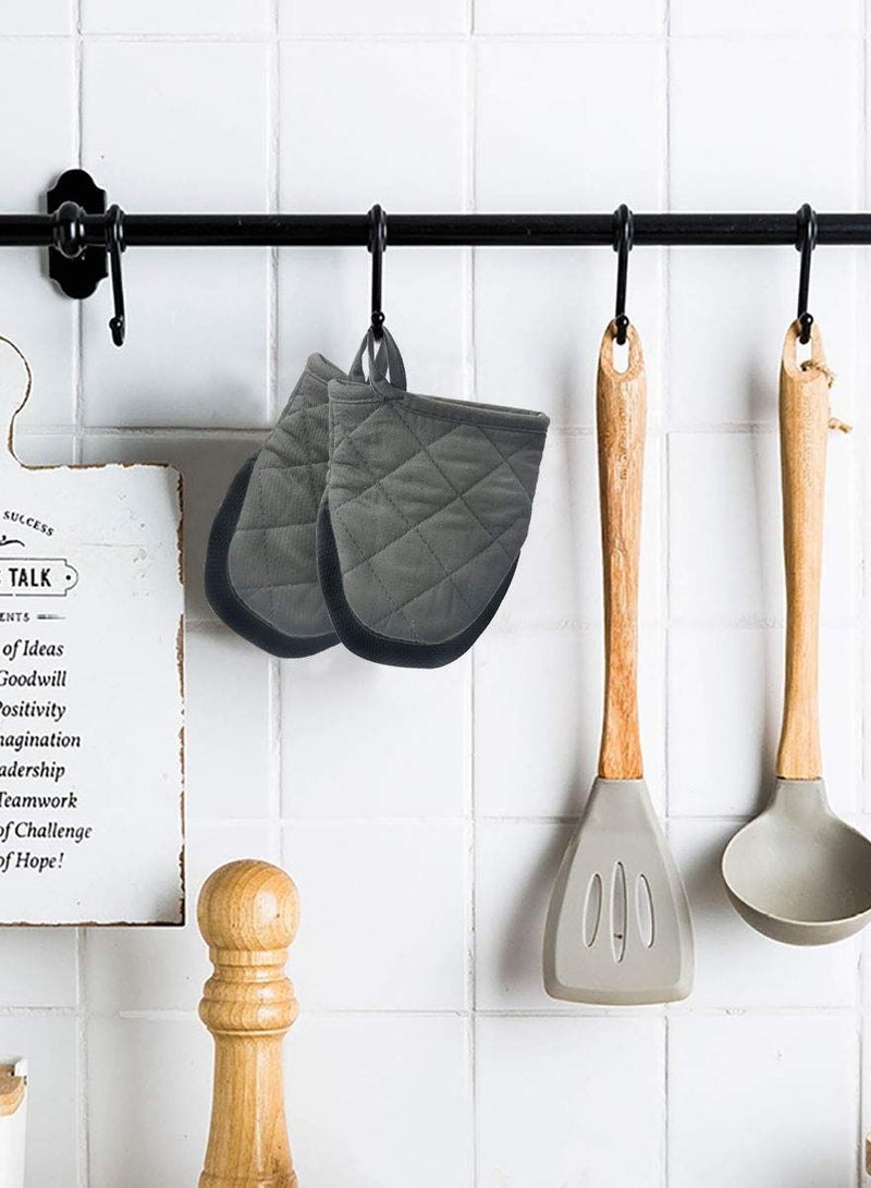 SYOSI Silicone Oven Short Gloves, Kitchen Insulated Mini Oven Gloves for 400 Fahrenheit Degrees, Non-Slip Surface and Hanging Loop for Handling Hot Pans Cookware/Bakeware Machine Washable (Gray)  - Image 4