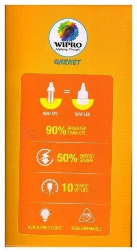 wipro Garnet 50W LED Bulb for Home & Office |Cool Day White (6500K) | B22 Base|220 degree Light coverage |4Kv Surge Protection |400V High Voltage Protection |Energy Efficient | Pack of 1 - Image 3
