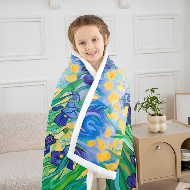 Erosebridal Black Cat Sherpa Blanket Botanical Flowers Plants Fuzzy Plush Throw Cute Pet Animal Fleece Blanket for Kids Boys Girls,Green Black Purple Decor for Bed Couch 40"x50" - Image 4