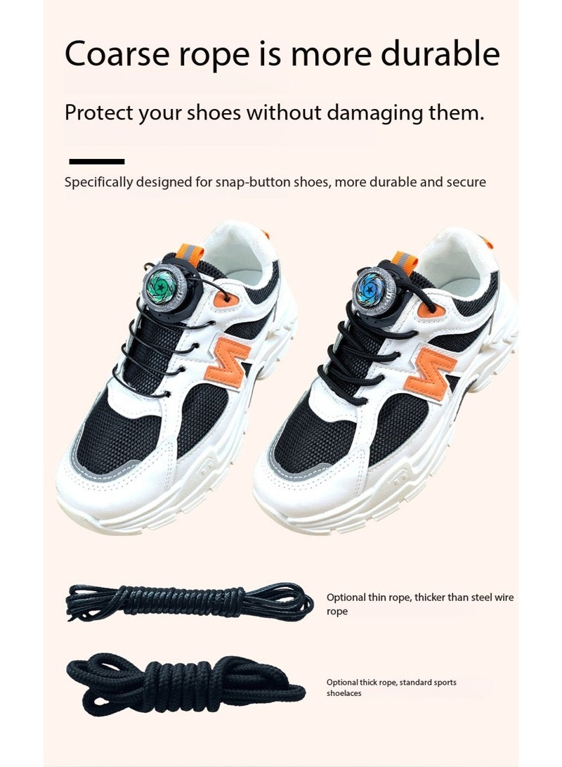 jingpin Rotating Button No-Tie Shoelaces - White Pentagon, Large Buckle & Thick Rope Assembled Version, Suitable for Sports, Casual and Hiking Shoes - Image 5
