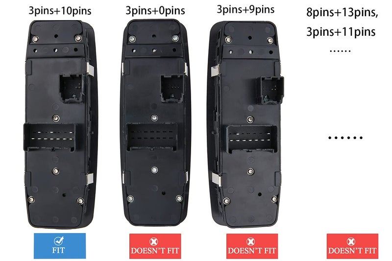 ZAPOSTS Master Power Window Switch for 2009 2010 2011 2012 Ram 1500,Ram 2500,Ram 3500.3 PINS + 10 PINS,OE# 4602863AD,4602863AC,4602863AB Driver Side Control switches(Green Light) - Image 4