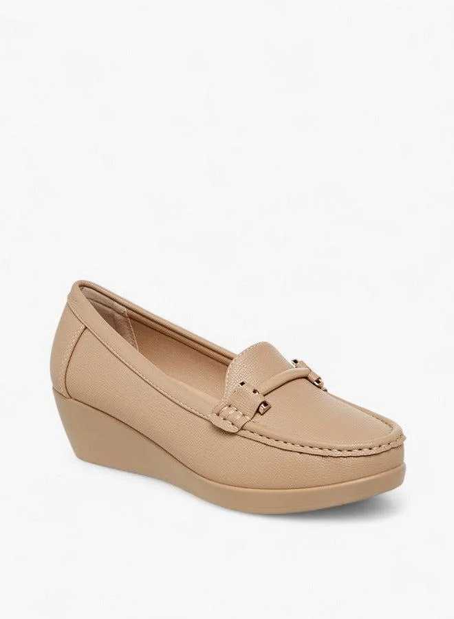 Le Confort Solid Slip-On Loafers with Wedge Heels