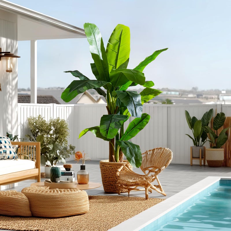 Bailikang Artificial Banana Tree 6ft, Faux Tropical Palm Tree Plant with Realistic Leaves, Low Maintenance Indoor Outdoor Decor for Home Office Porch, in Nursery Pot - Image 5
