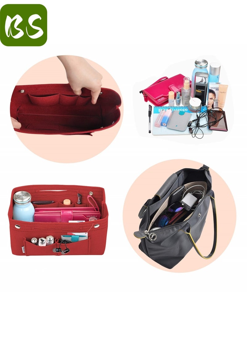 بي إس حقيبة متعددة الاستخدامات من اللباد | بطانة لتنظيم حقائب اليد النسائية | حقيبة تخزين من اللباد | مساحات تخزين متعددة لتصميم منظم، وداعًا للفوضى | خامة لباد عالية الجودة، خفيفة الوزن، وتوفر حماية داخلية | تصميم صغير يناسب جميع أنواع حقائب اليد - Image 5