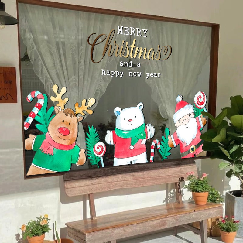 2026 New Year And Christmas Decorative Glass Stickers Santa Claus Electrostatic Stickers Window Stickers Door Stickers Window Stickers Wall Stickers - Image 2