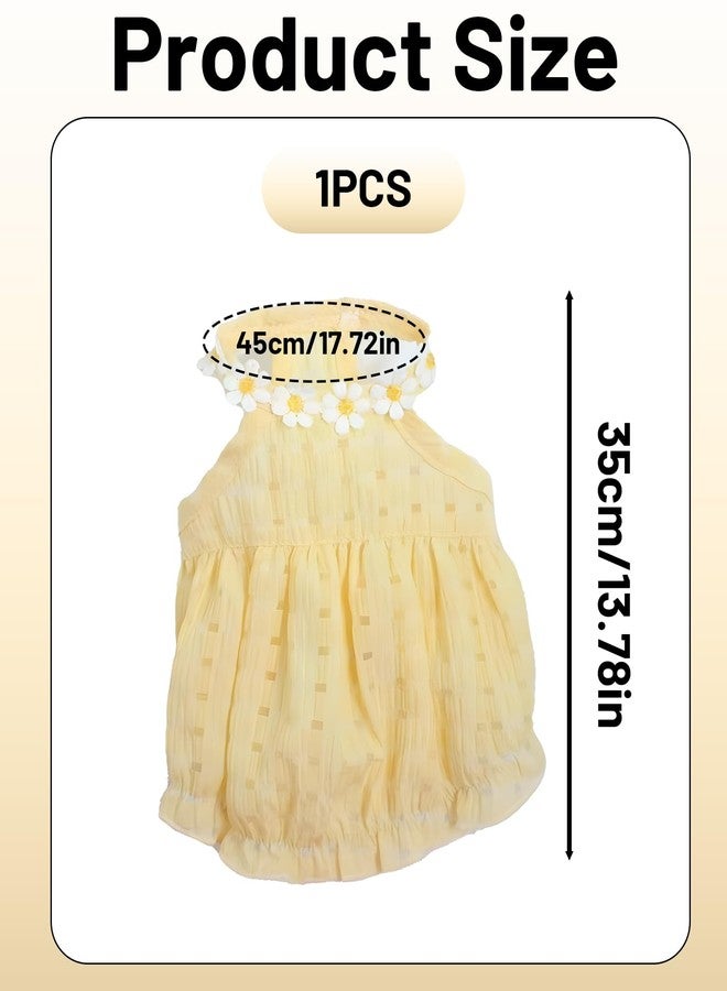 VayuSrot Cat Dress, Dog Dress, Yellow Pet Dress for Small Cats and Dogs, Comfortable Winter Outfit for Special Occasions, Photography, Social Media, Fits Pets 8-11 Jin, Back Length 35cm, Chest 45cm - Image 2