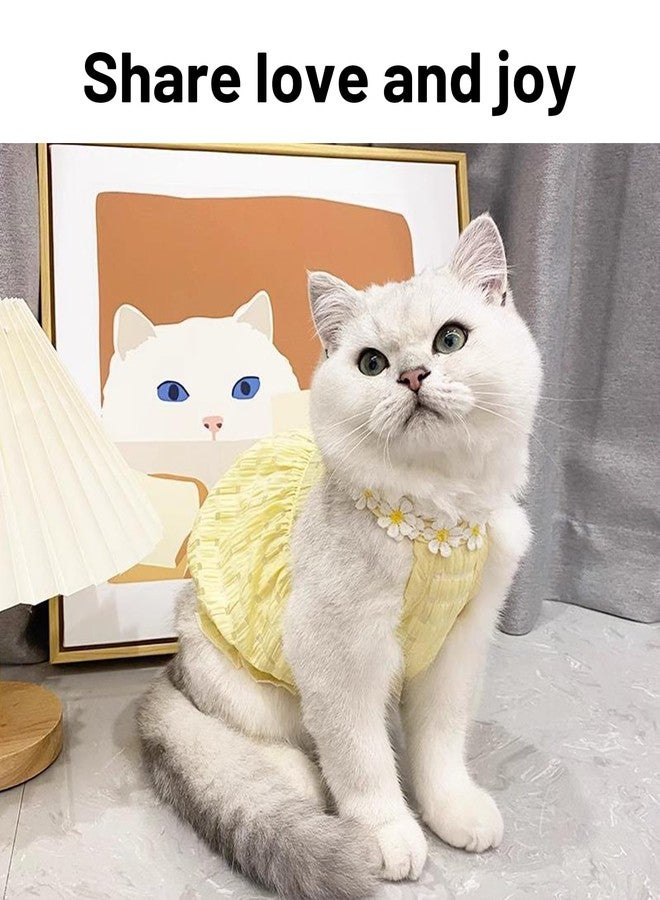VayuSrot Cat Dress, Dog Dress, Yellow Pet Dress for Small Cats and Dogs, Comfortable Winter Outfit for Special Occasions, Photography, Social Media, Fits Pets 8-11 Jin, Back Length 35cm, Chest 45cm - Image 5