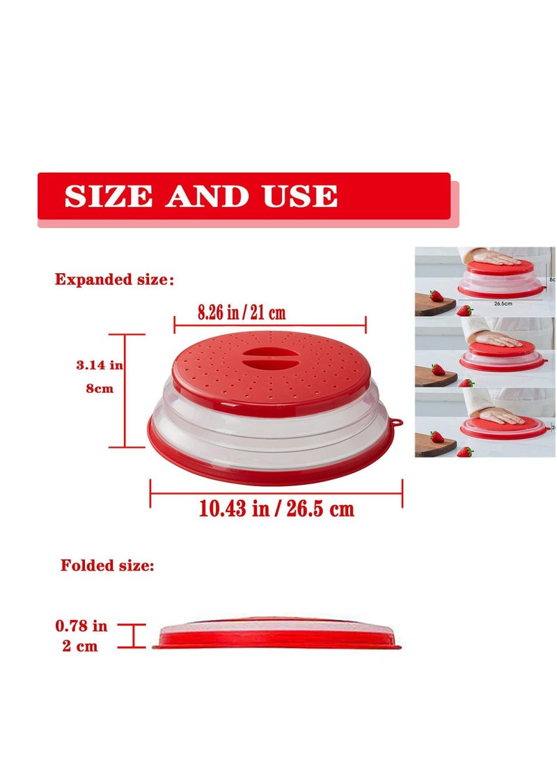 SYOSI [2 Pack]Microwave Splatter Cover Vented Collapsible Microwave Food Cover With Easy Grip Handle, Dishwasher-Safe, BPA-Free Silicone &amp; Plastic, 10.5&quot; Round - Image 2