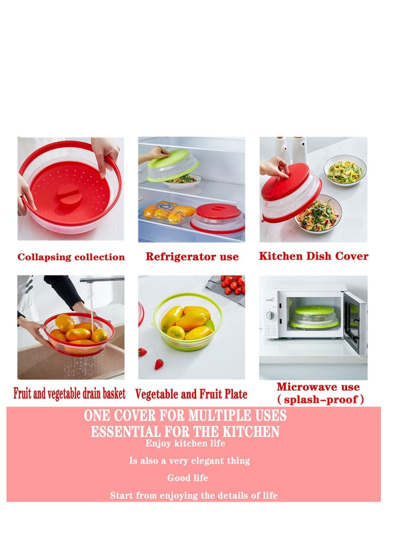 SYOSI [2 Pack]Microwave Splatter Cover Vented Collapsible Microwave Food Cover With Easy Grip Handle, Dishwasher-Safe, BPA-Free Silicone &amp; Plastic, 10.5&quot; Round - Image 3