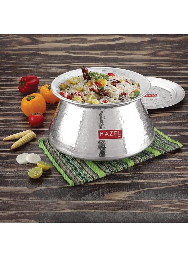 Hazel هازل ألفا وعاء طهي من الفولاذ المقاوم للصدأ مع غطاء، قاع دائري سميك، 22.5 سم، 3 لتر، فضي - Image 2