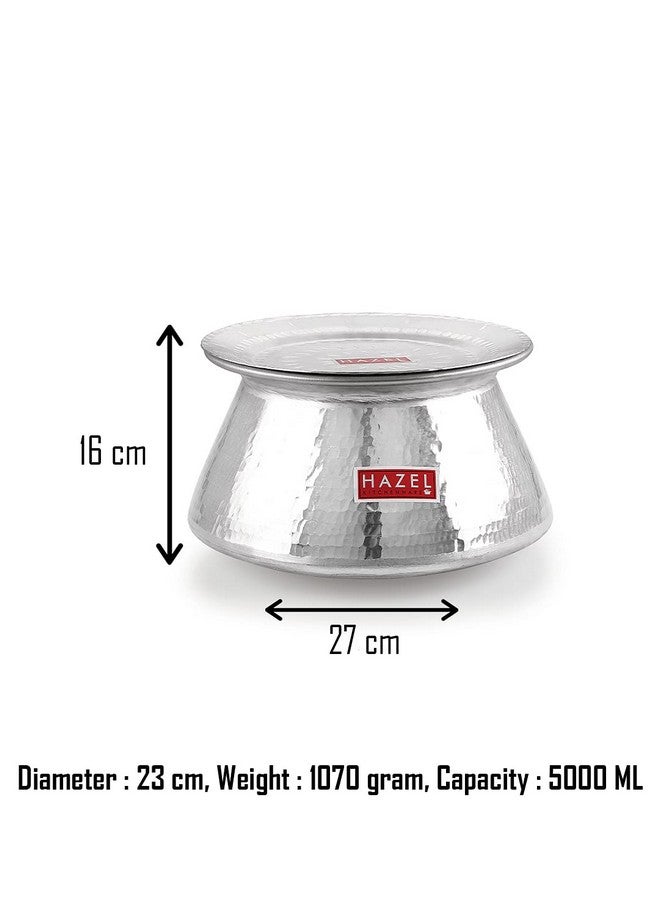 Hazel هازل ألفا وعاء طهي من الفولاذ المقاوم للصدأ مع غطاء، قاع دائري سميك، 22.5 سم، 3 لتر، فضي - Image 4