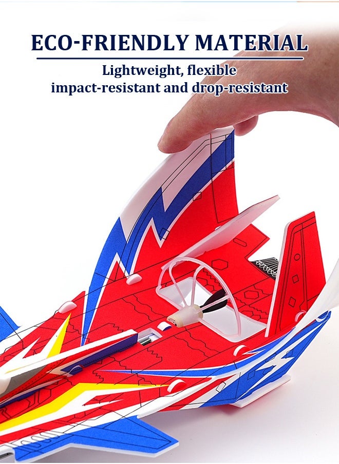 Generic - Foam electric plane, Su-27 fighter jet with twin wings, electric night light, rechargeable electric glider, crash-resistant model plane - Image 1
