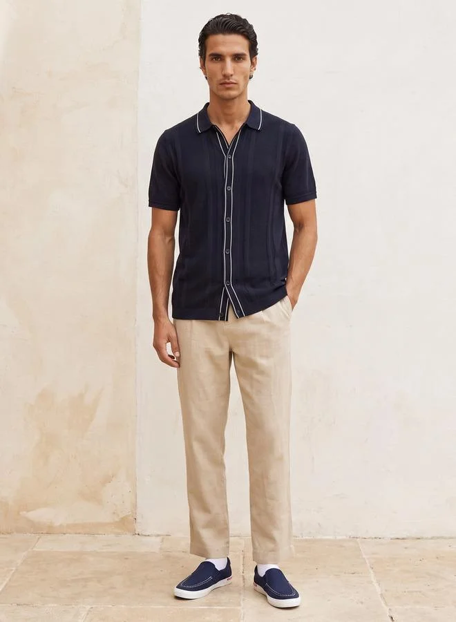Iconic  Iconic Regular Fit Collared Textured Short Sleeves Shirt for Men | Best Price UAE