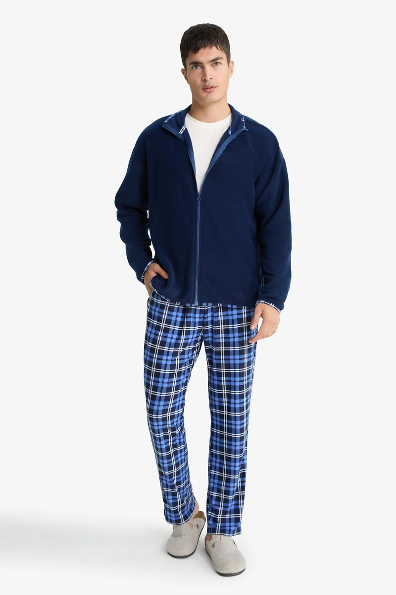 Regular Fit Polar Fleece Plaid Pyjamas Pants