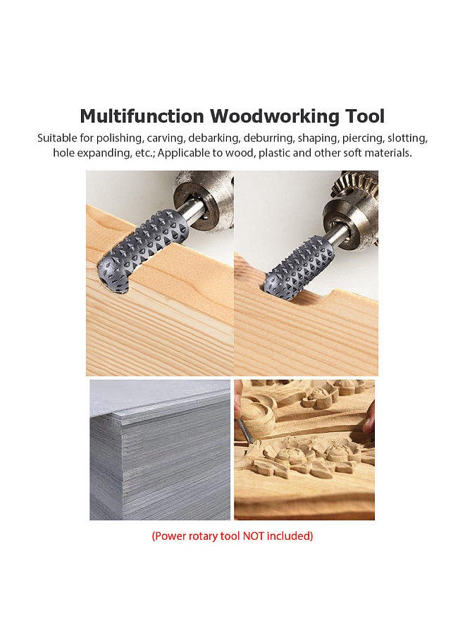 Generic - 5 PCS Rotary Burr Rasp Wood Plastic Carving File Woodworking Drill Bit 1/4-inch Round Shank Chisel Embossed Deburring Polishing Grinding Head - Image 1