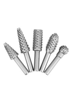 5 PCS Rotary Burr Rasp Wood Plastic Carving File Woodworking Drill Bit 1/4-inch Round Shank Chisel Embossed Deburring Polishing Grinding Head