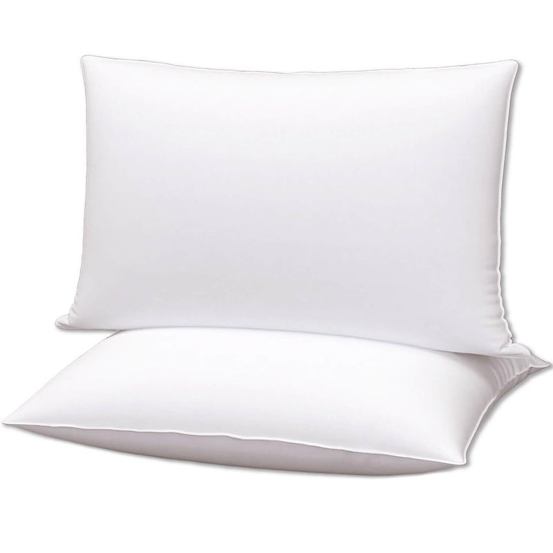 Gooeb Squishy Flat Bed Pillows Standard Size Set of 2 Extra Soft Thin Pillow for Stomach Sleeping Adults Kids Back Sleeper Plush Fluffy White 20x26 inches