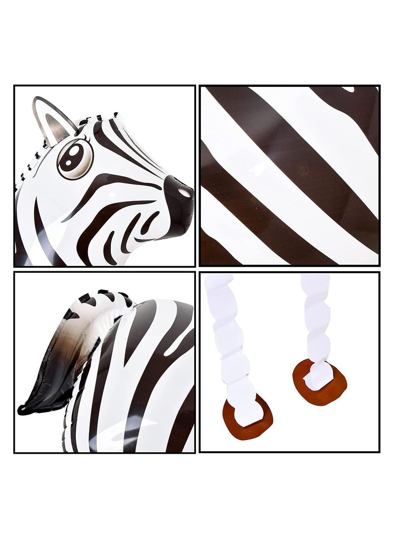 JOLLITY LLC بالونات حيوانات الغابة المتجولة المصنوعة من رقائق معدنية على شكل حيوانات حديقة حيوان عملاقة، فيل، حمار وحشي، زرافة، نمر لتزيين حفلات أعياد الميلاد (5 قطع) - Image 3