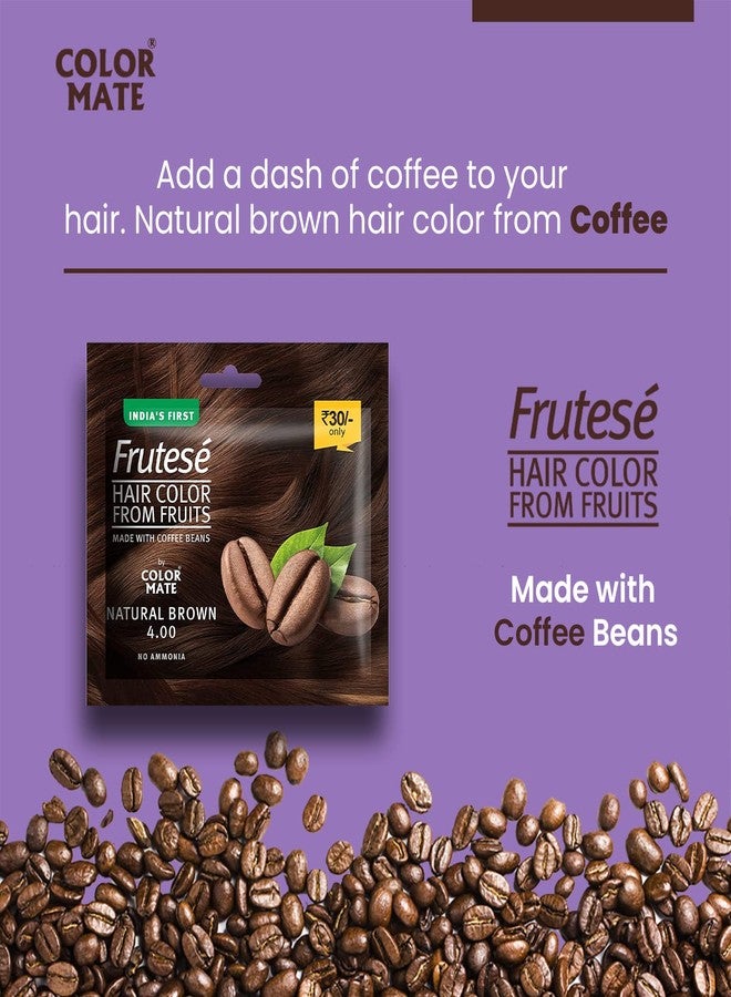 Color Mate “Frutesé Hair Color From Fruits -Natural Brown with Coffee Beans (40 ml/ Sachet) Pack of 10 || Fruits - based hair color with conditioning formula || No Ammonia || - Image 3