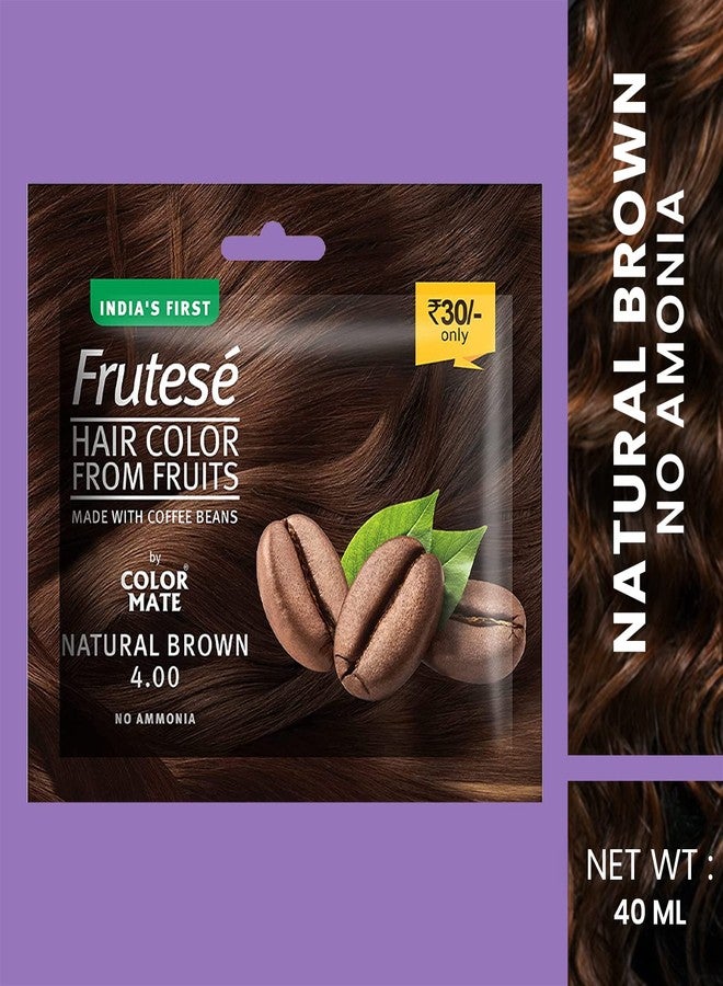 Color Mate “Frutesé Hair Color From Fruits -Natural Brown with Coffee Beans (40 ml/ Sachet) Pack of 10 || Fruits - based hair color with conditioning formula || No Ammonia || - Image 5