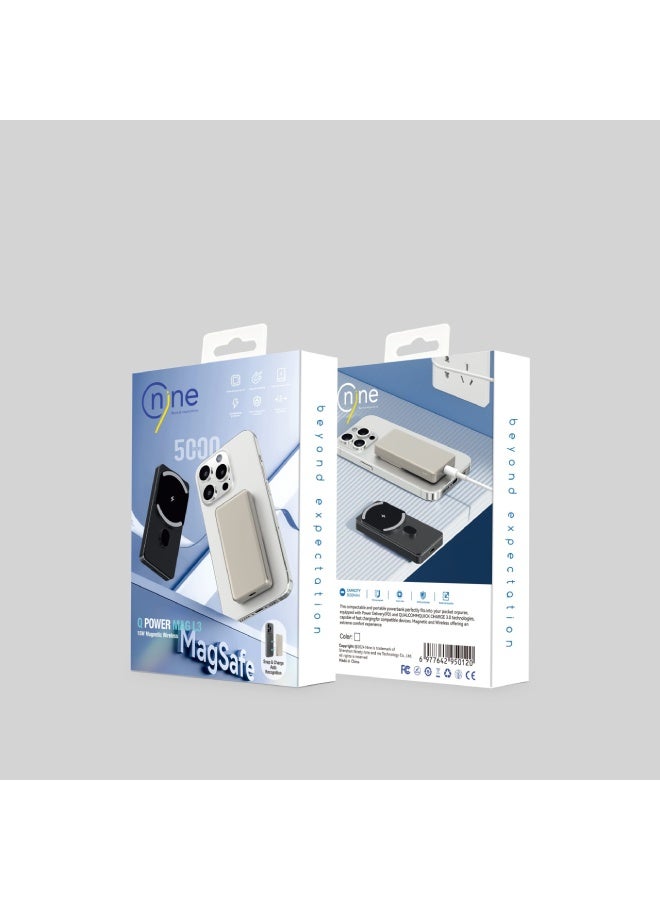 Nine 15W Magnetic Wireless Q Power MAG L3 5000mAh - Silver - Image 3