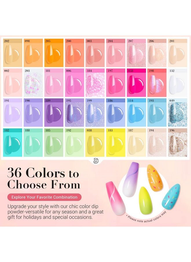AZUREBEAUTY 170Pcs Dip Powder Nail Kit Starter Spring Summer 36 Colors Pink Purple Blue Yellow Dip Powder Liquid Set With Topbase Coat Activator & Removal Accessories Set For French Nails Art Gifts  - Image 2