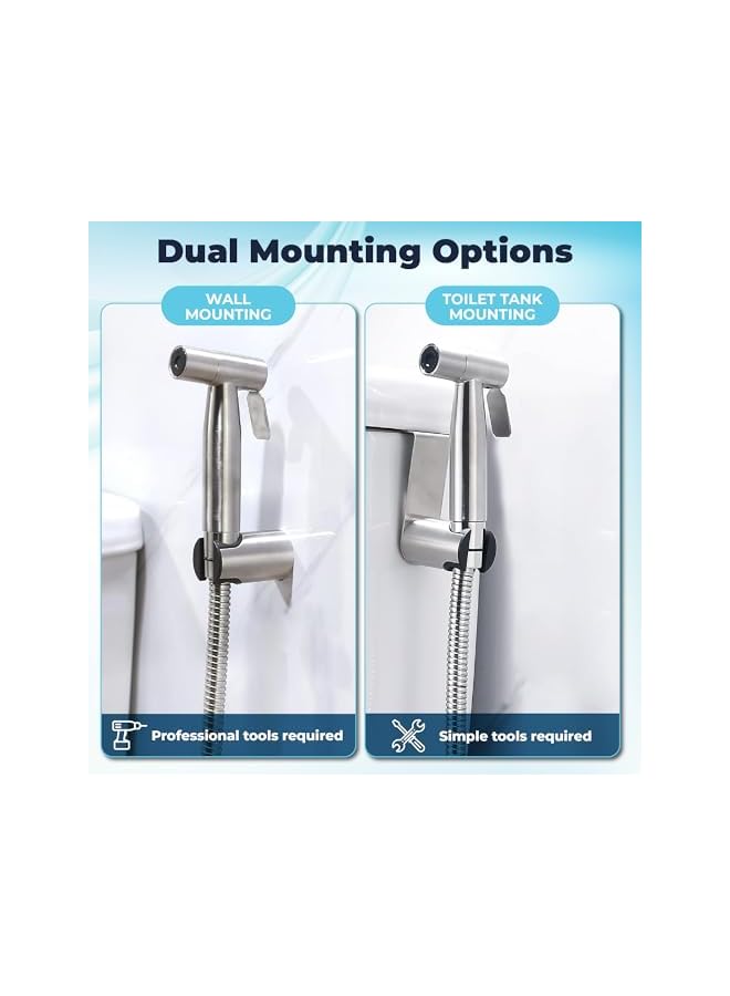 The Bros Handheld Toilet Bidet Sprayer, Jet Sprayer Kit, Muslim Shower for Toilet, Shattaf, Stainless Steel Faucet Bidet Sprayer Set, Healthy diaper for Sprayer Toilet (Style 1) - Image 4
