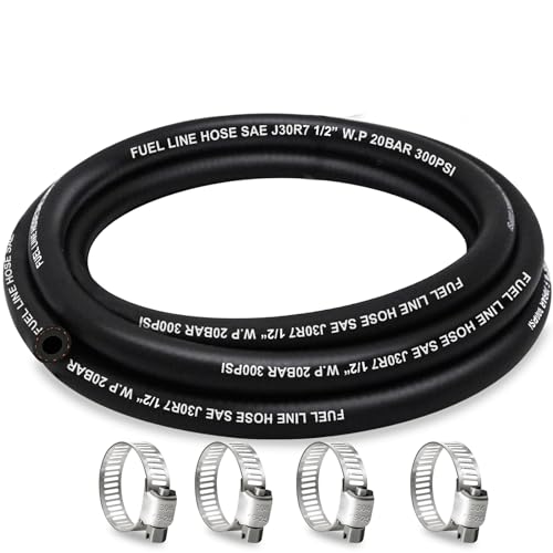 HOUSN HOUSUN Fuel Line 12 Inch ID Fuel Hose 5FT J30R7 Fuel Line Hose NBR with 4 Clamps - Image 1