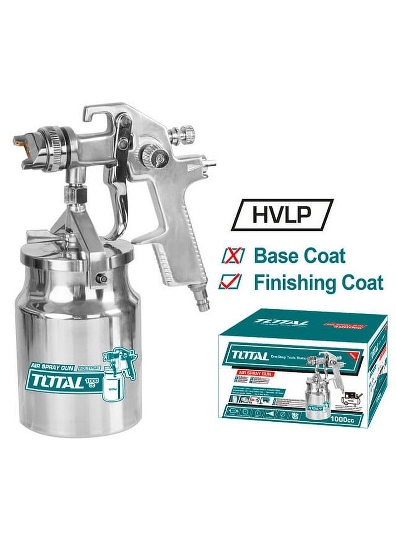 TOTAL HVLP Air Spray Gun - 1000cc, Adjustable Nozzle, Multiple Connectors - Image 2