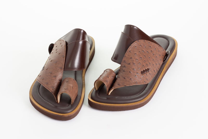 Zubairiya Naal | For Daily Wear, Eid and Occasions | Sandal | Brown Ostrich Leg | Saudi Arabian Eastern